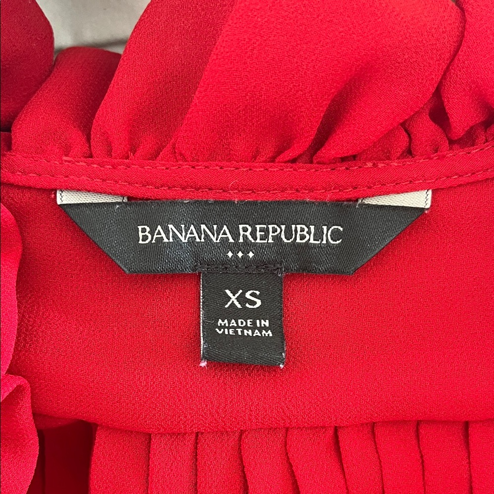 Banana Republic Factory Red Blouse with Tie Neck - Picture 3 of 3